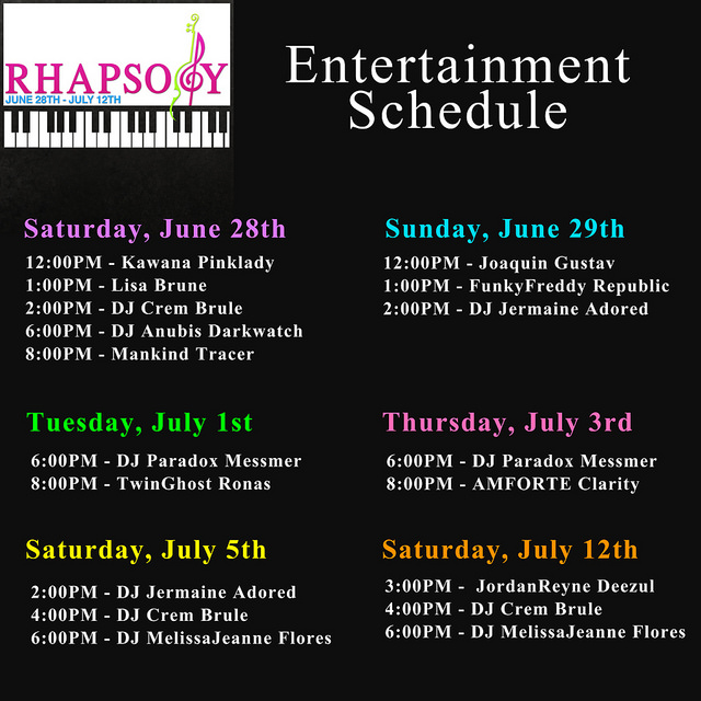 Rhapsody schedule